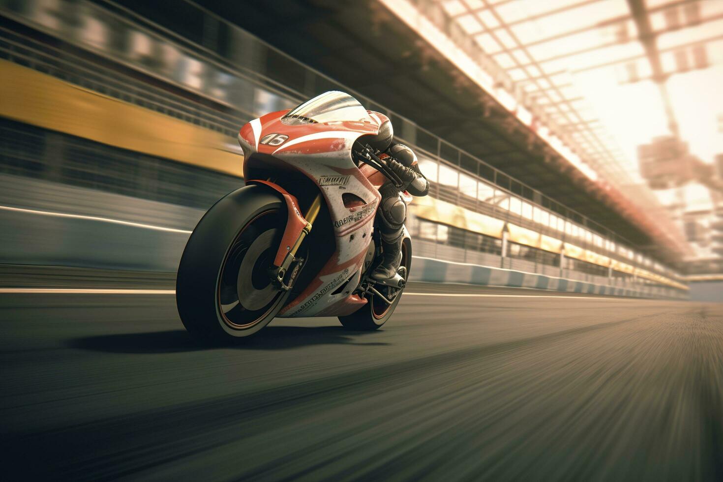 bike on racing track. Generative AI photo