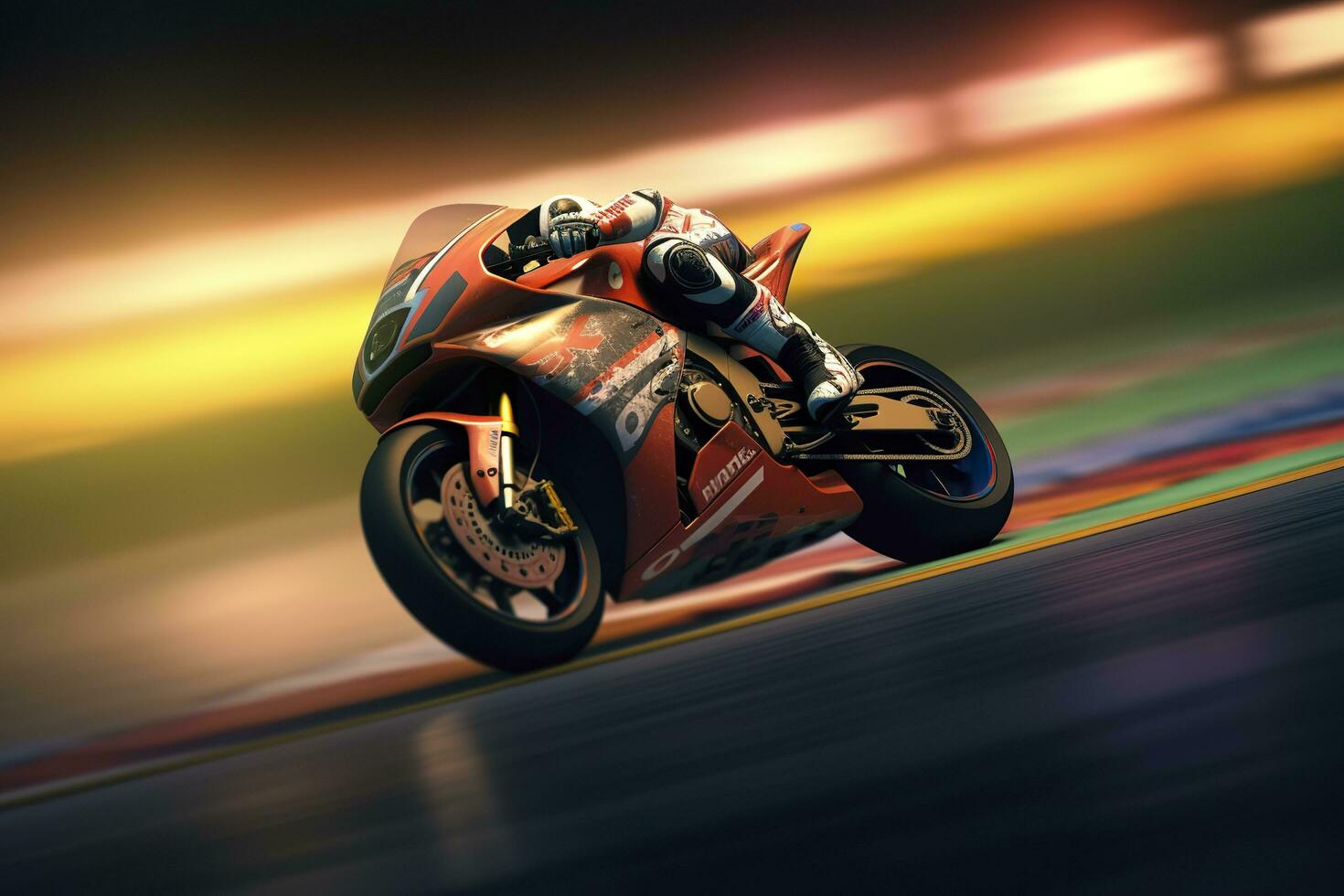 bike on racing track. Generative AI photo