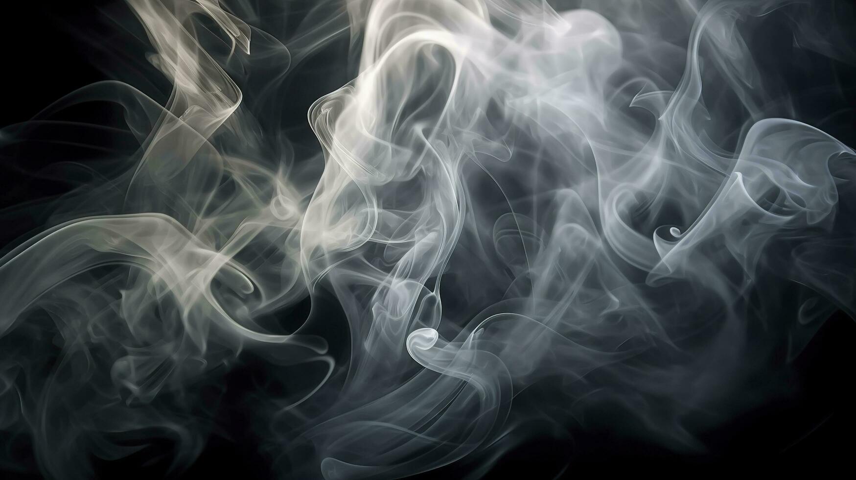 The close up view reveals the mesmerizing patterns and textures within the smoke, The ethereal quality of the smoke against the dark background. AI Generative photo