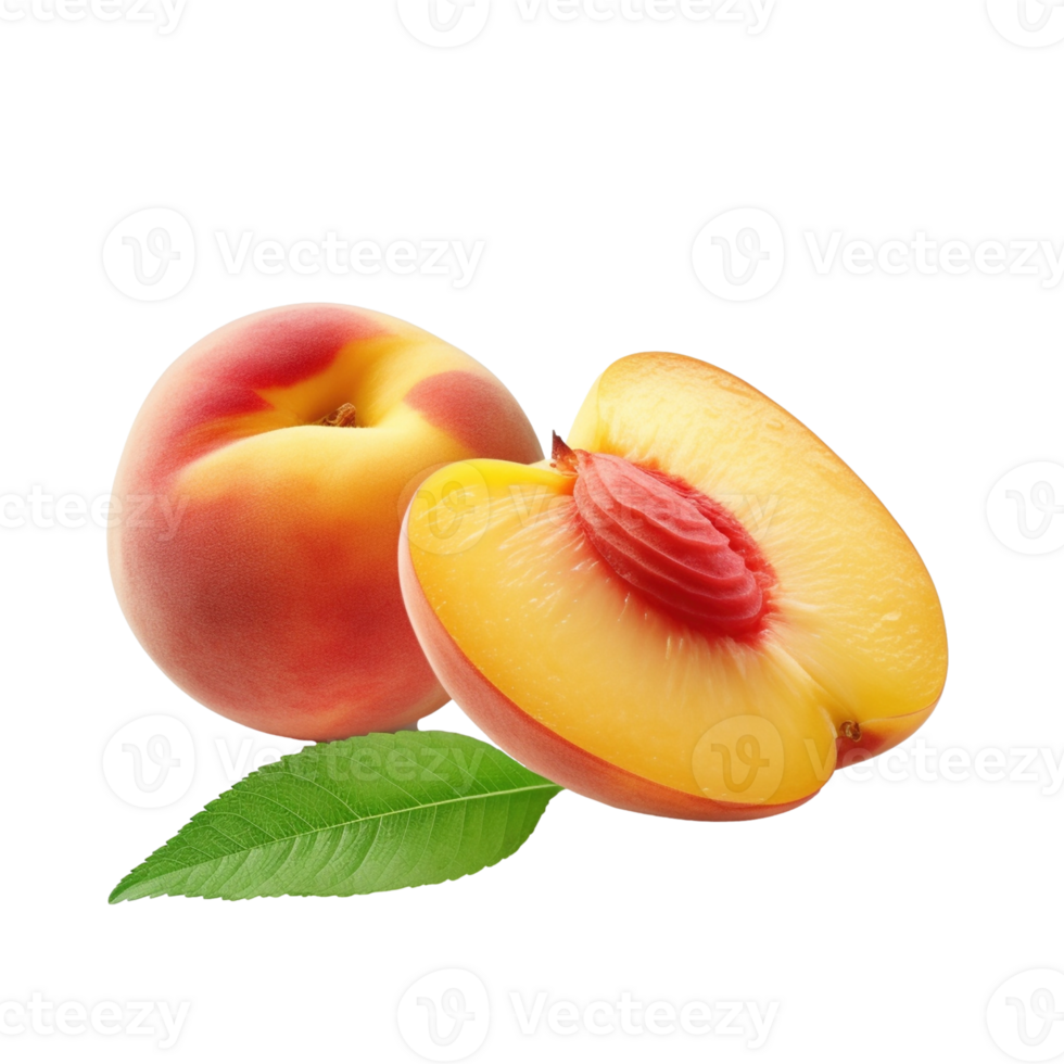Fresh peach isolated on transparent background, created with generative AI png