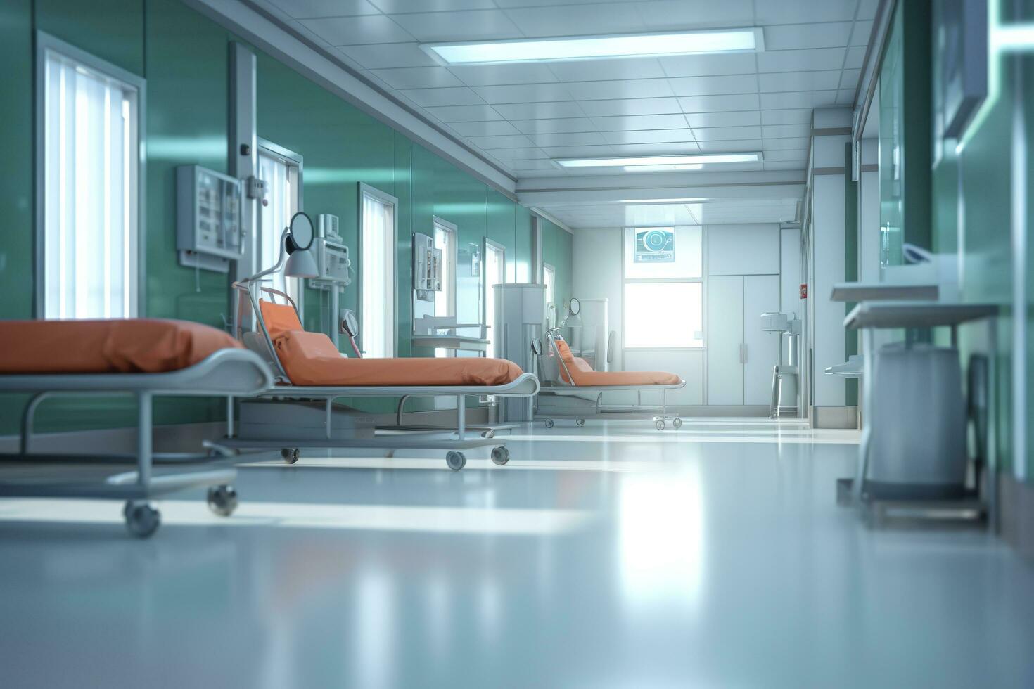 Ideal Healthcare Background with Surrealist Blurry Hospital Scene. AI Generative photo