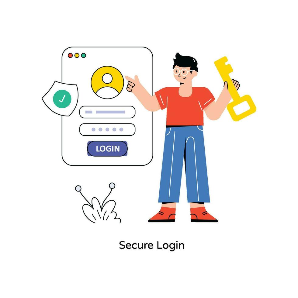 Secure Login Flat Style Design Vector illustration. Stock illustration