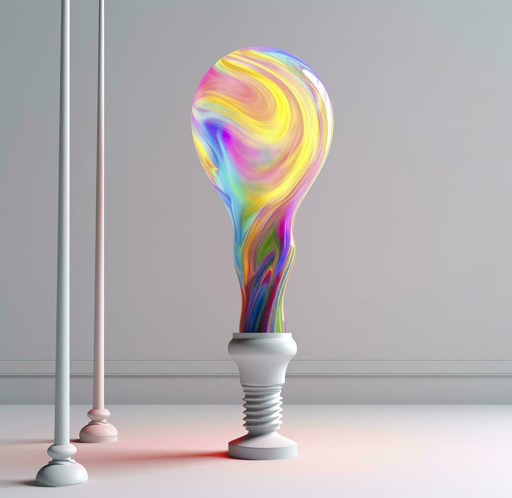3d light on in the white background. Generative AI photo