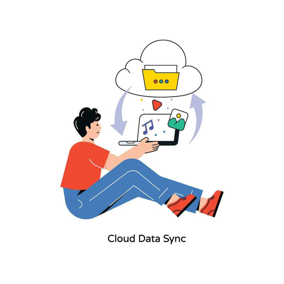 Cloud Data Sync  Flat Style Design Vector illustration. Stock illustration