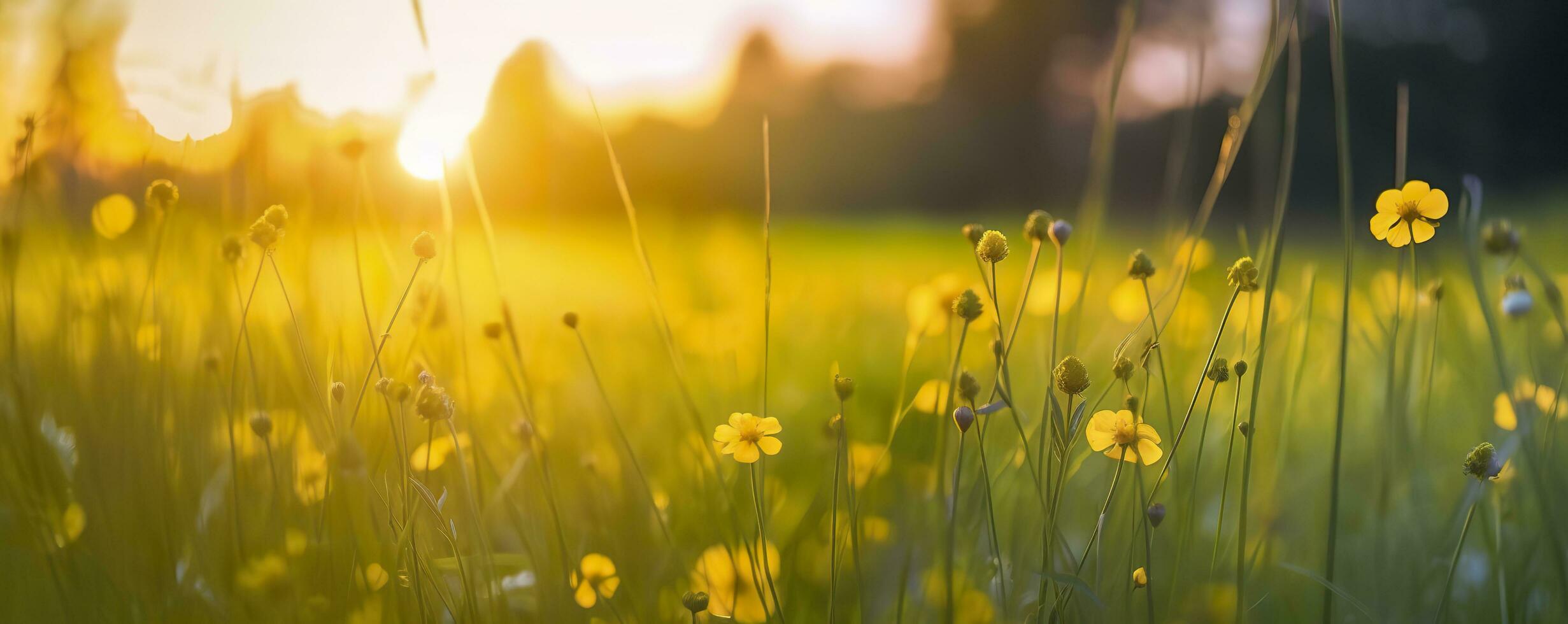 Tranquil spring summer nature closeup and blurred forest background. Generative AI photo