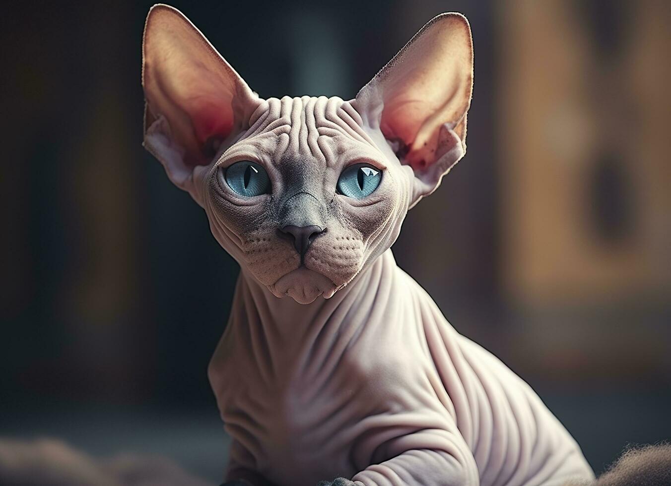 Beautiful photo Sphynx cat concept, contemporary natural and mood social background. Generative AI