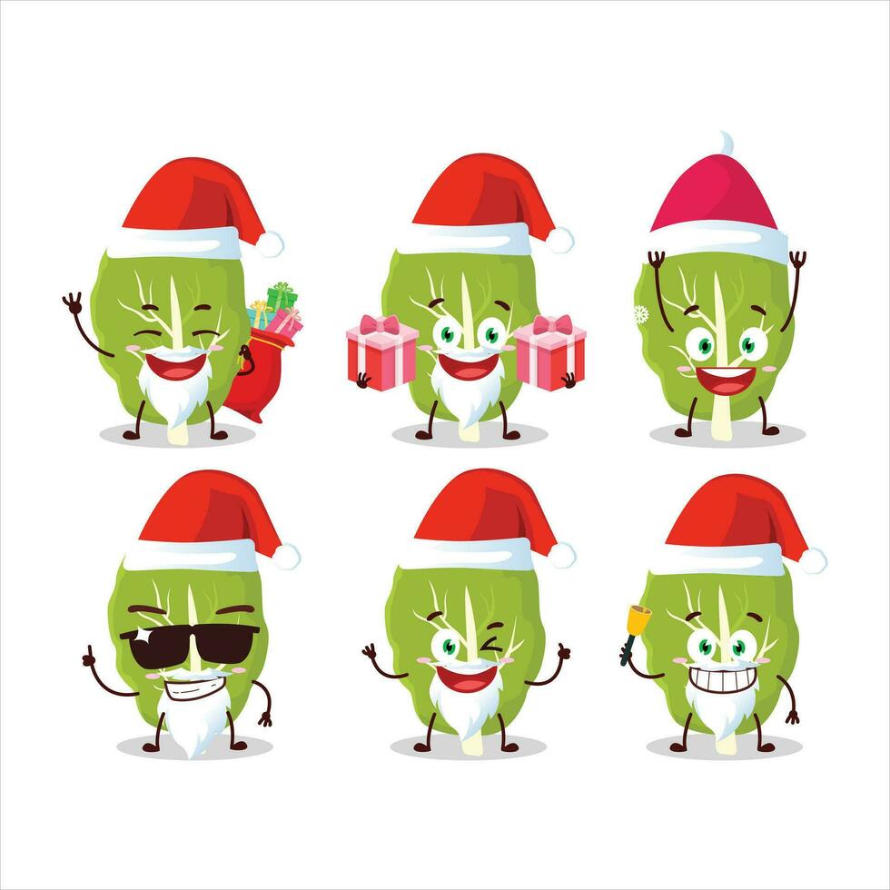 Santa Claus emoticons with collard greens cartoon character vector