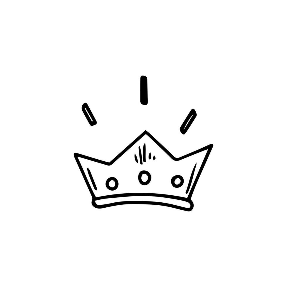 Crown in doodle style on a white background. Festive concept. Hand drawn vector outline sketch icon.