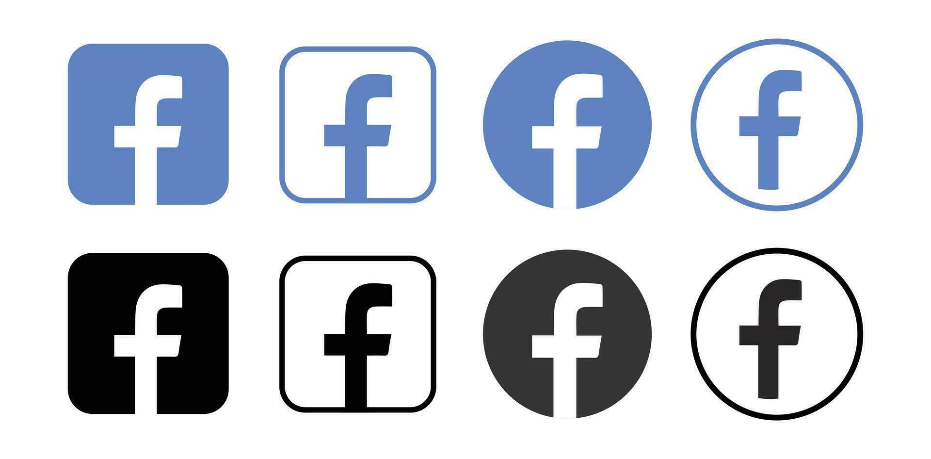 set of social networking icons. Facebook flat icons isolated on white background. Facebook vector logo icon set.