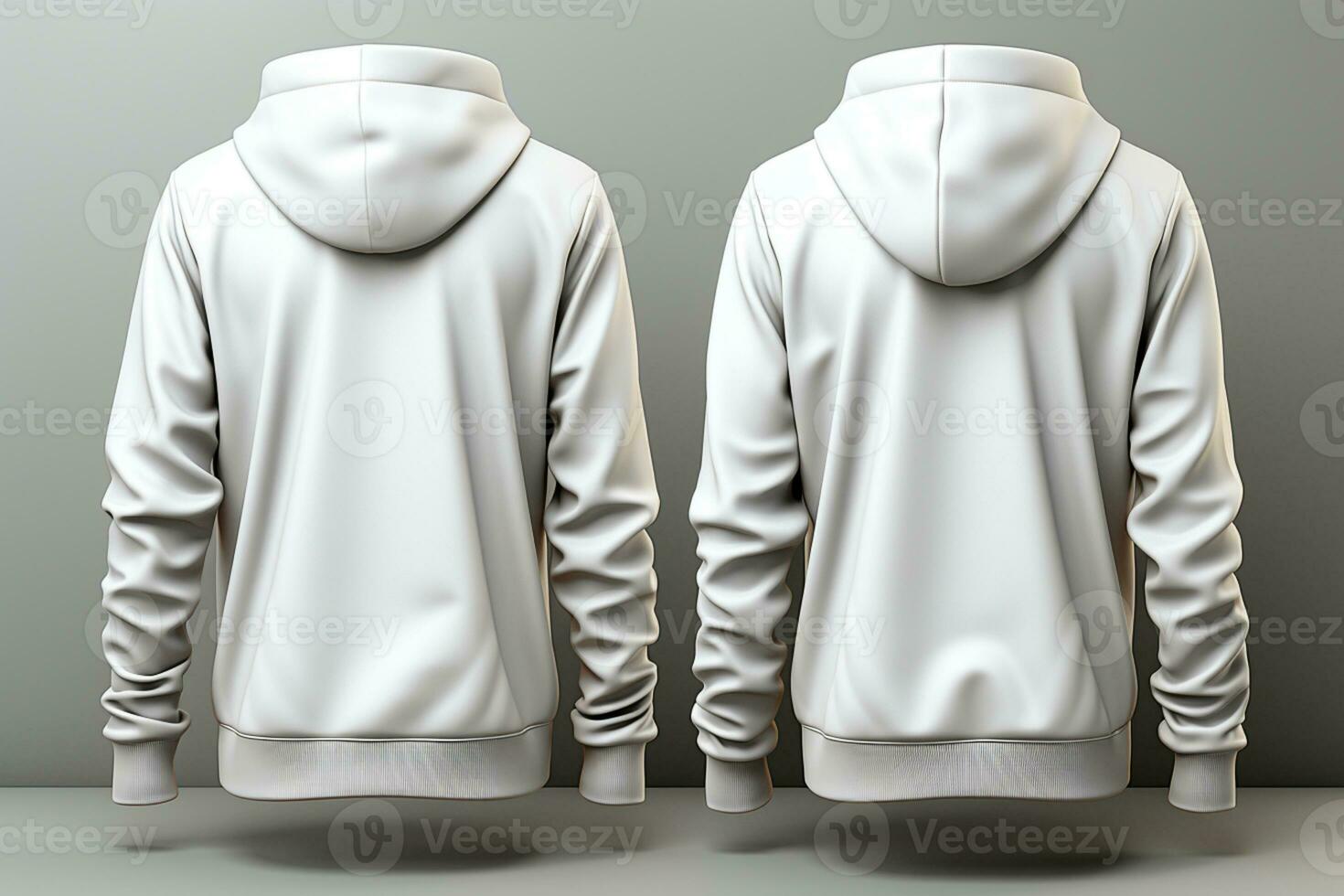 Blank mens hoodie template 3D rendering, realistic white, black sweatshirt, back, for design presentation, Mockup clothes AI Generated photo