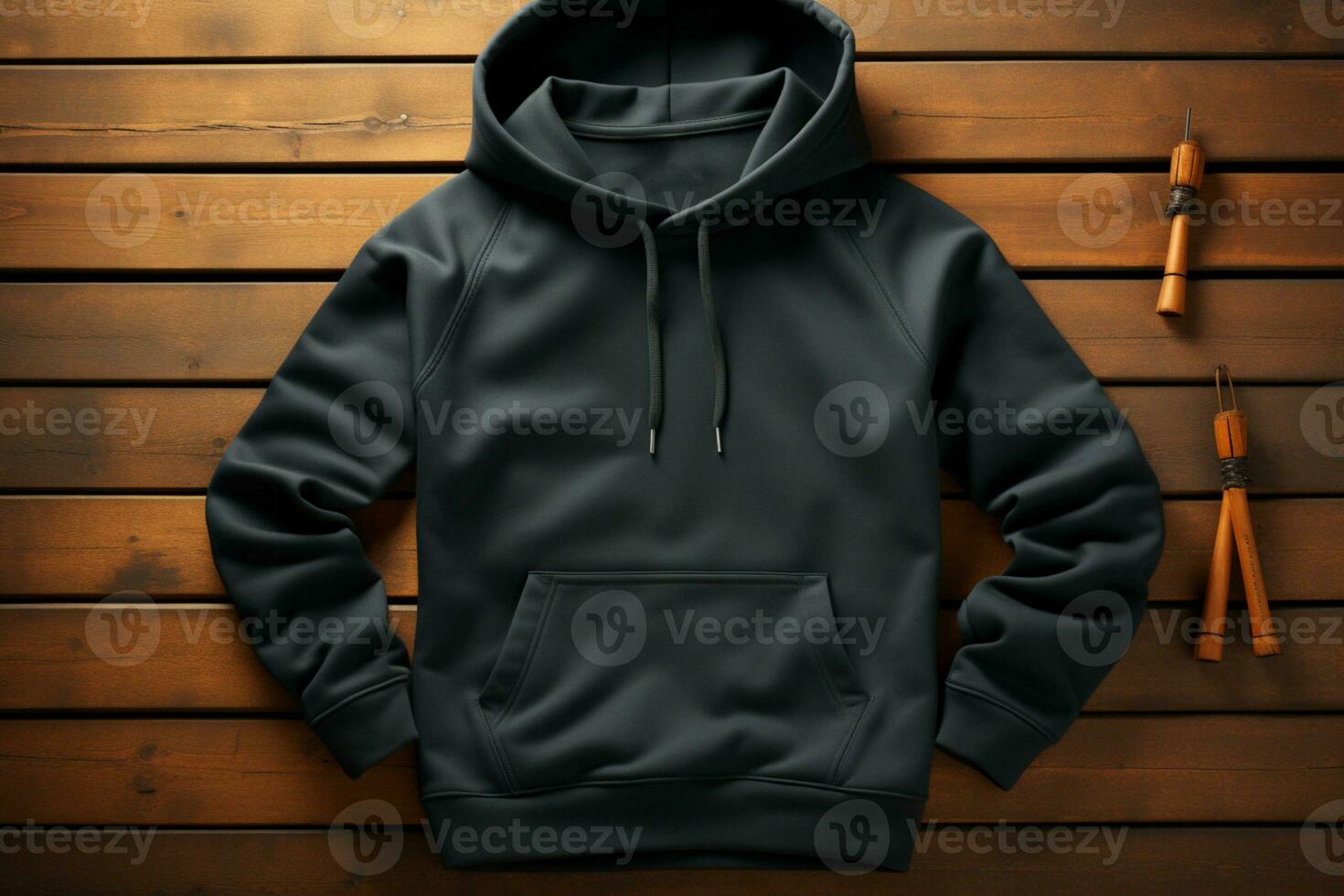 Black sweatshirt mockup, 3D rendering, back view, design presentation AI Generated photo