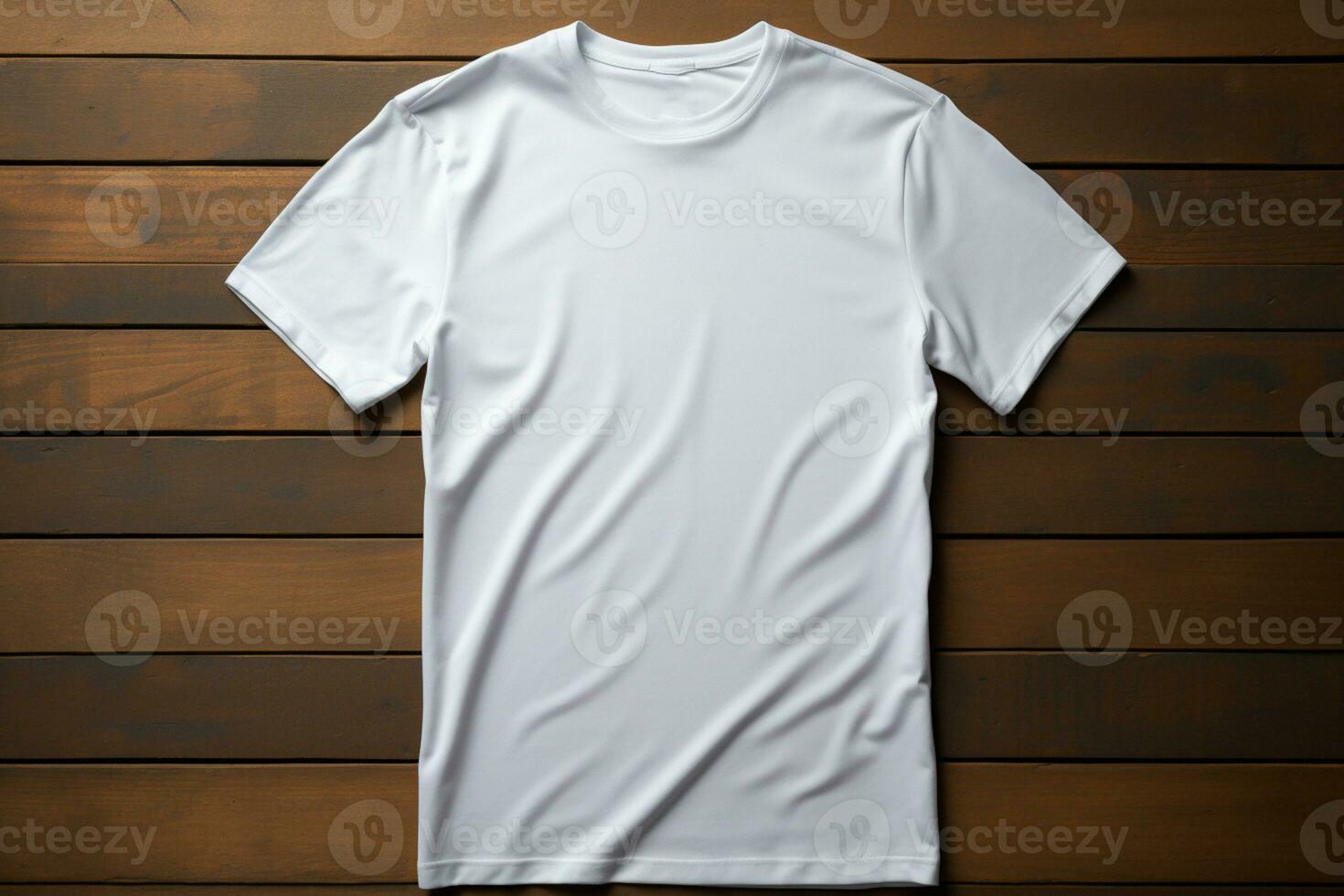 Apparel mockup, back view of white T-shirt, design for clothes AI Generated photo