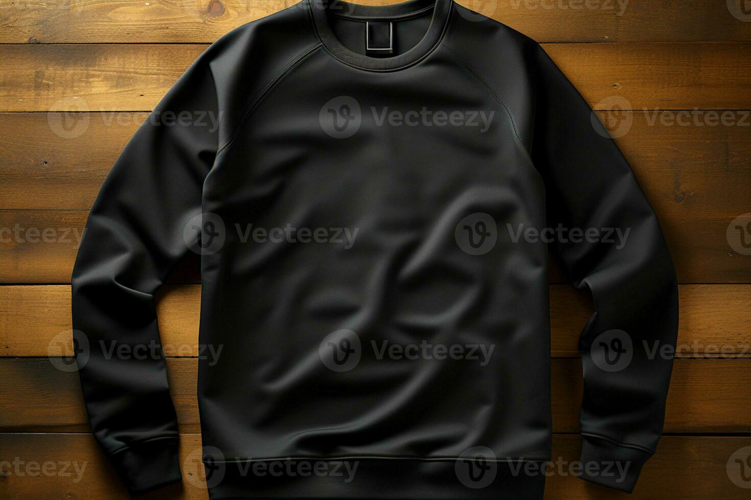 Mens blank mockup black sweatshirt wavy concept with long sleeves isolated white background Front view AI Generated photo