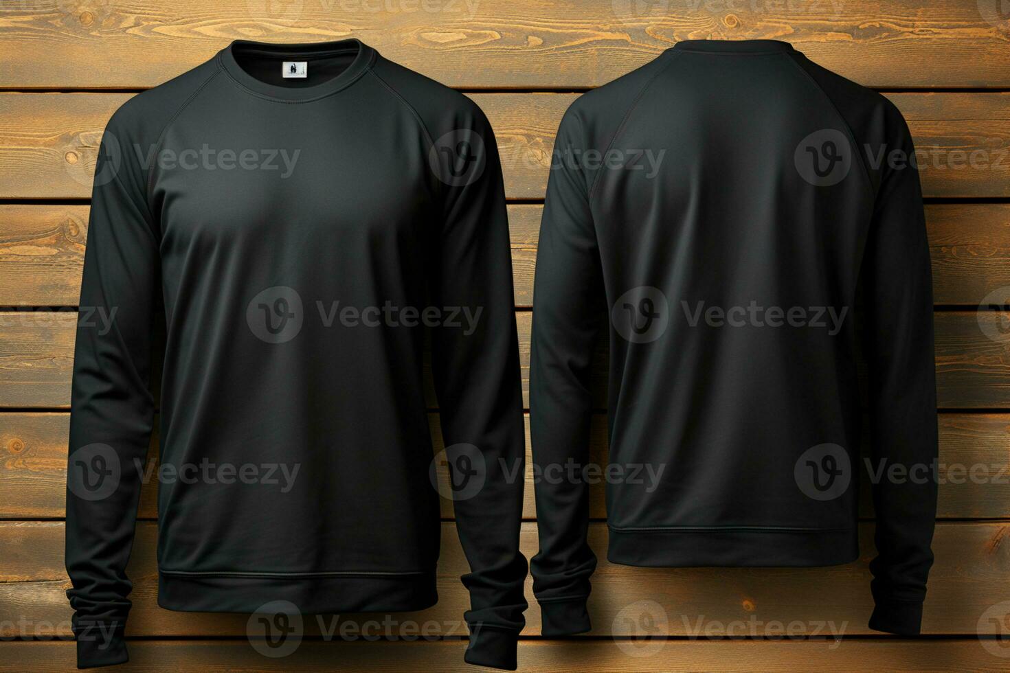 Mens blank mockup black sweatshirt wavy concept with long sleeves isolated white background Front view AI Generated photo