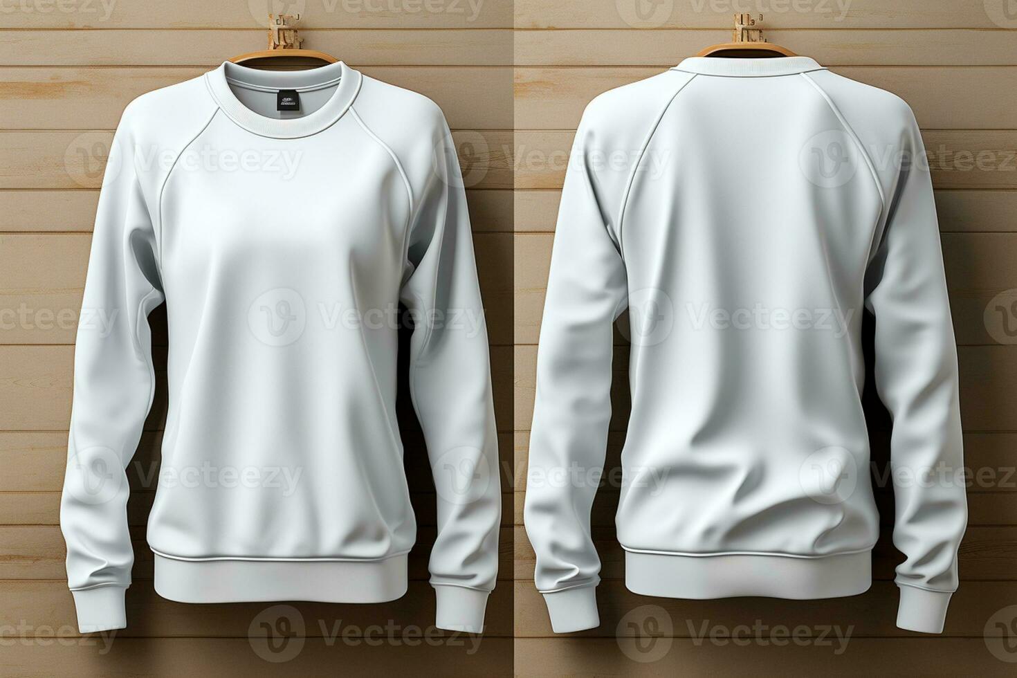 Front-back blank sweatshirt mockup 3D-rendered, versatile design AI Generated photo