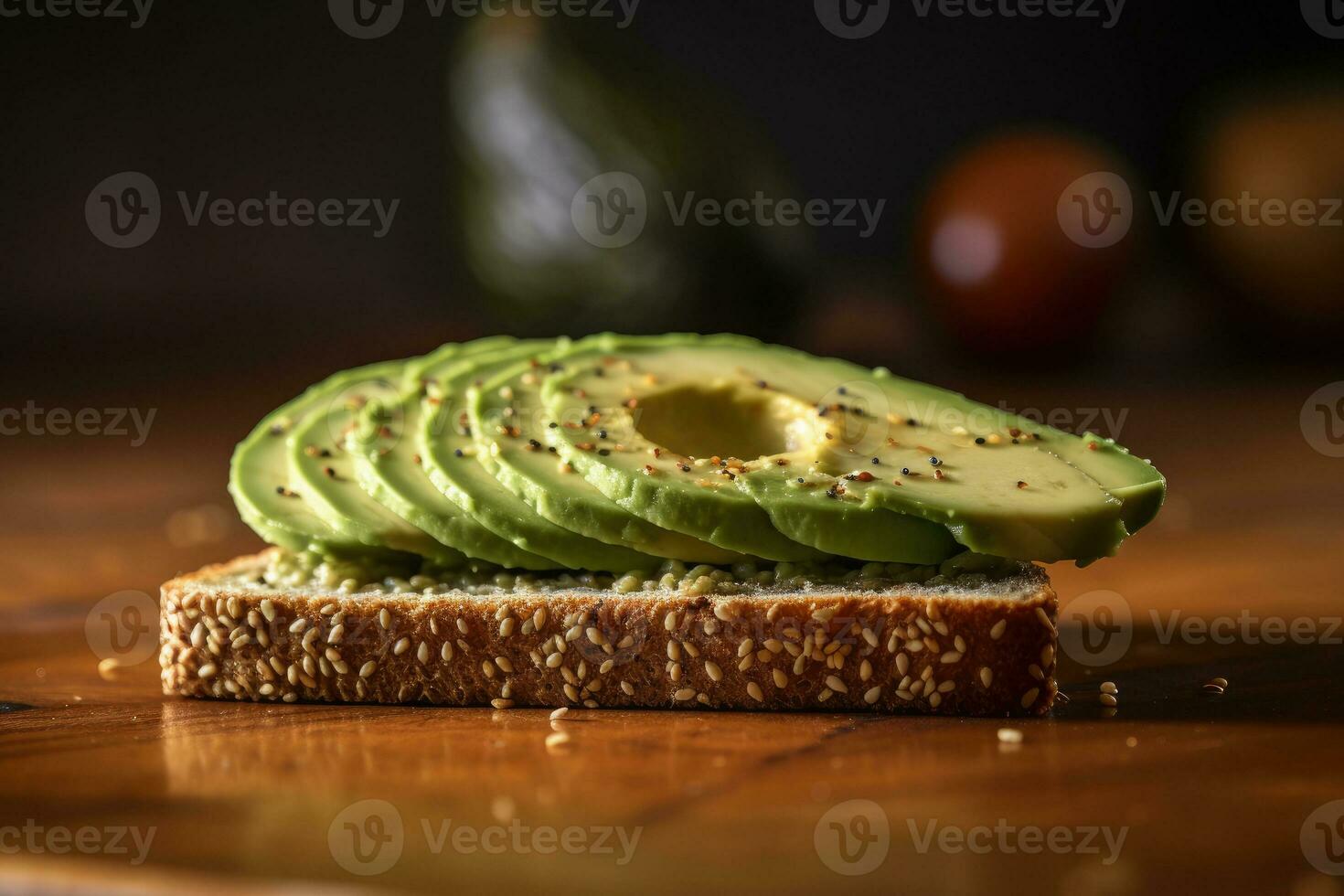 rebanado aguacate brindis con sésamo semillas en eso generativo ai foto