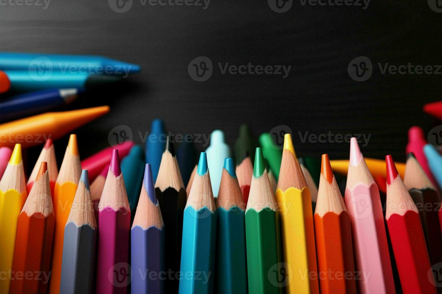 Group of colored pencils together AI Generated photo