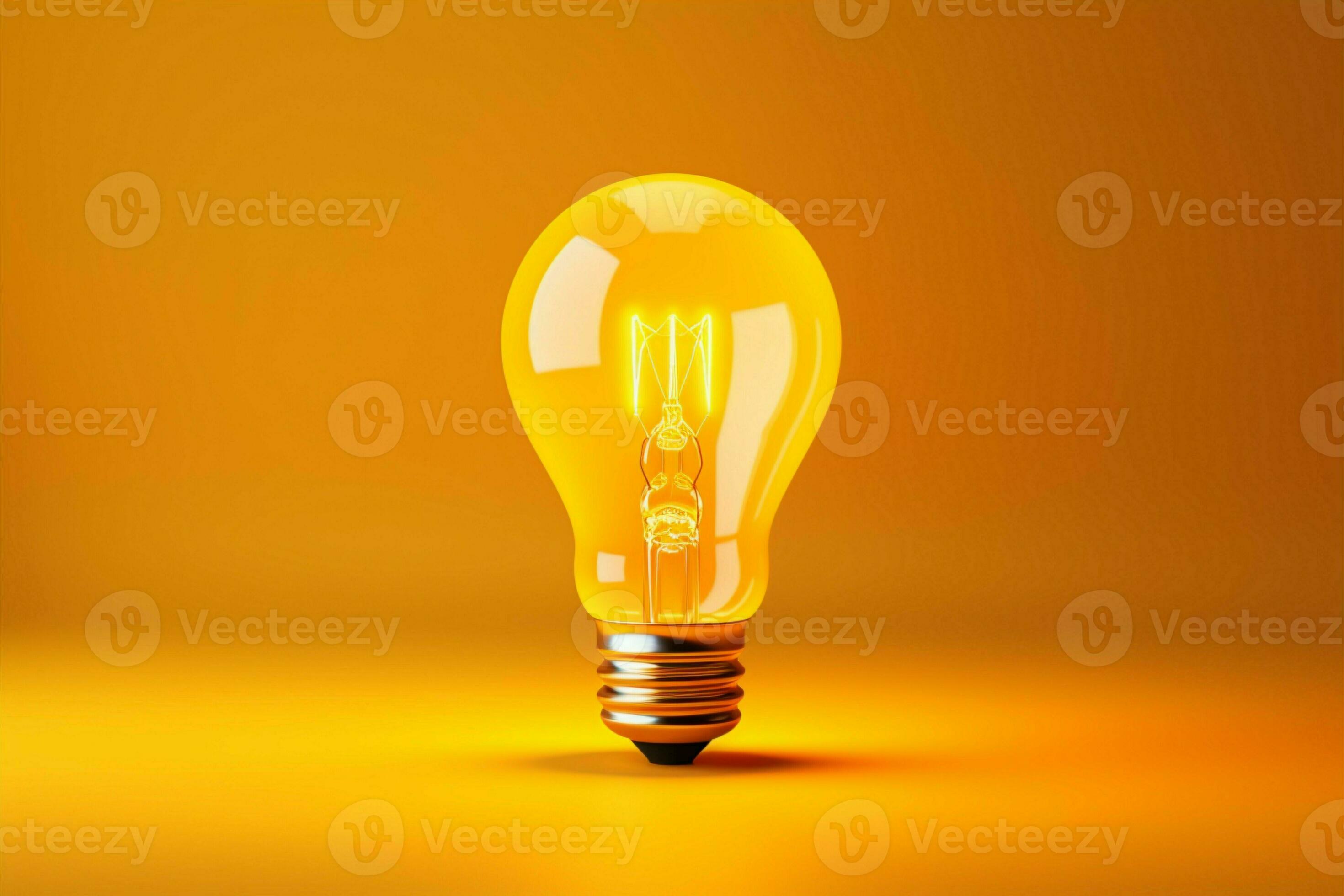 Brilliant bulb against yellow, visual metaphor for exceptional