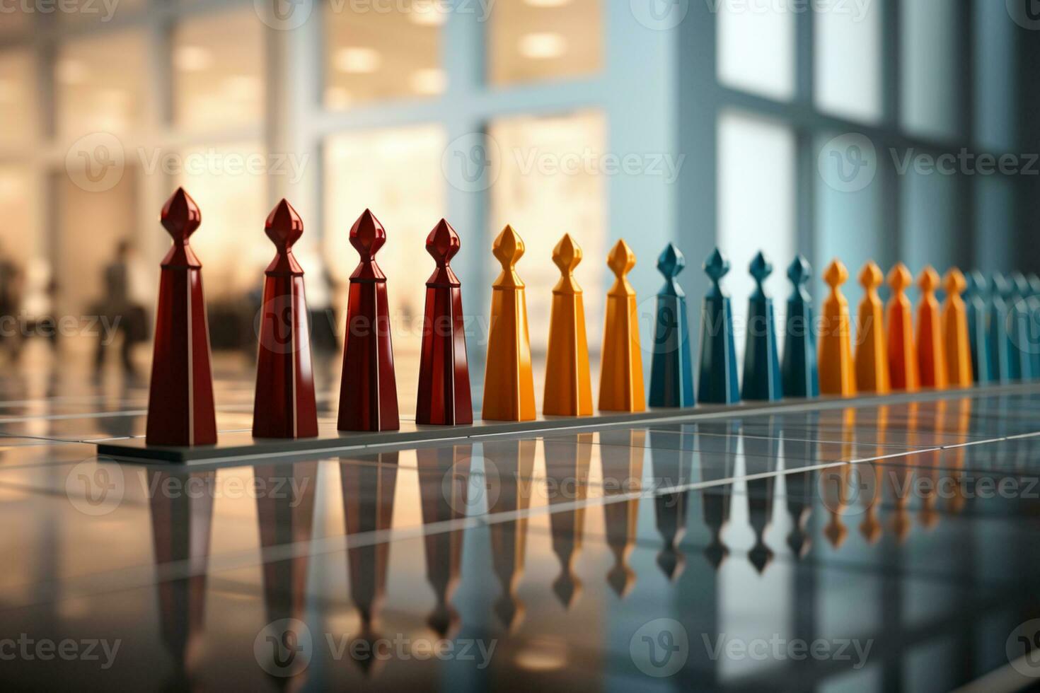 Row of 3D people icons - teamwork, leadership concepts AI Generated photo