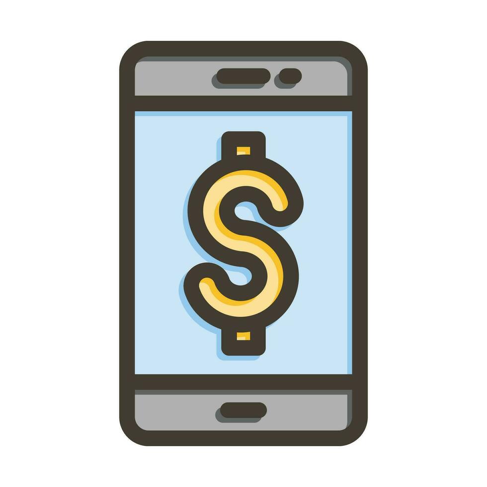 Mobile Payment Vector Thick Line Filled Colors Icon For Personal And Commercial Use.