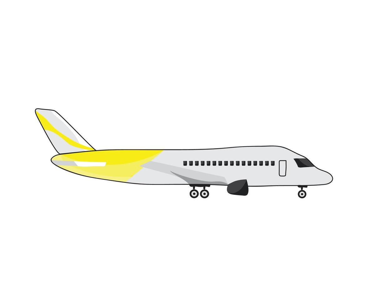 Airplane with Yellow Line Art Drawing Vector Art, Icons, and Graphics