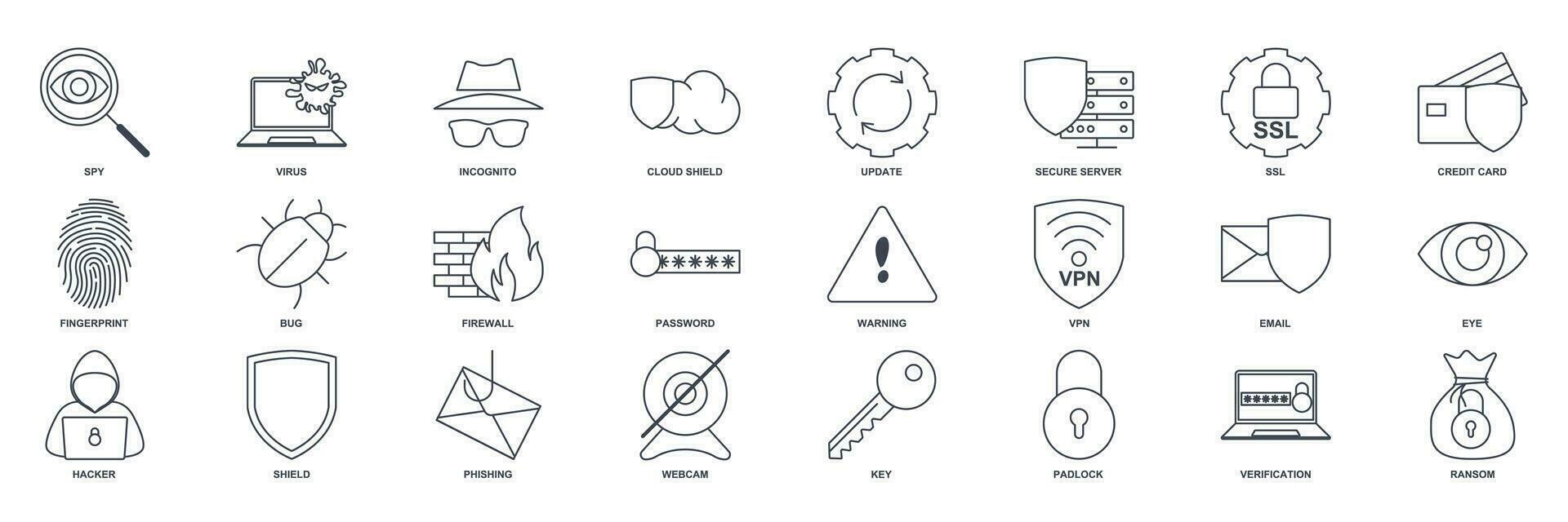 ciber seguridad icono colocar, incluido íconos como proteger, contraseña, error y más símbolos recopilación, logo aislado vector ilustración