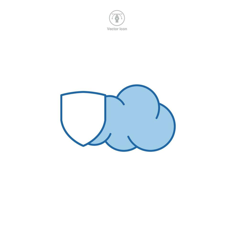 nube con proteger icono símbolo vector ilustración aislado en blanco antecedentes