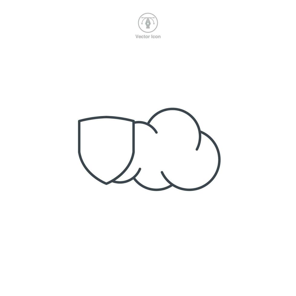 Cloud with Shield icon symbol vector illustration isolated on white background