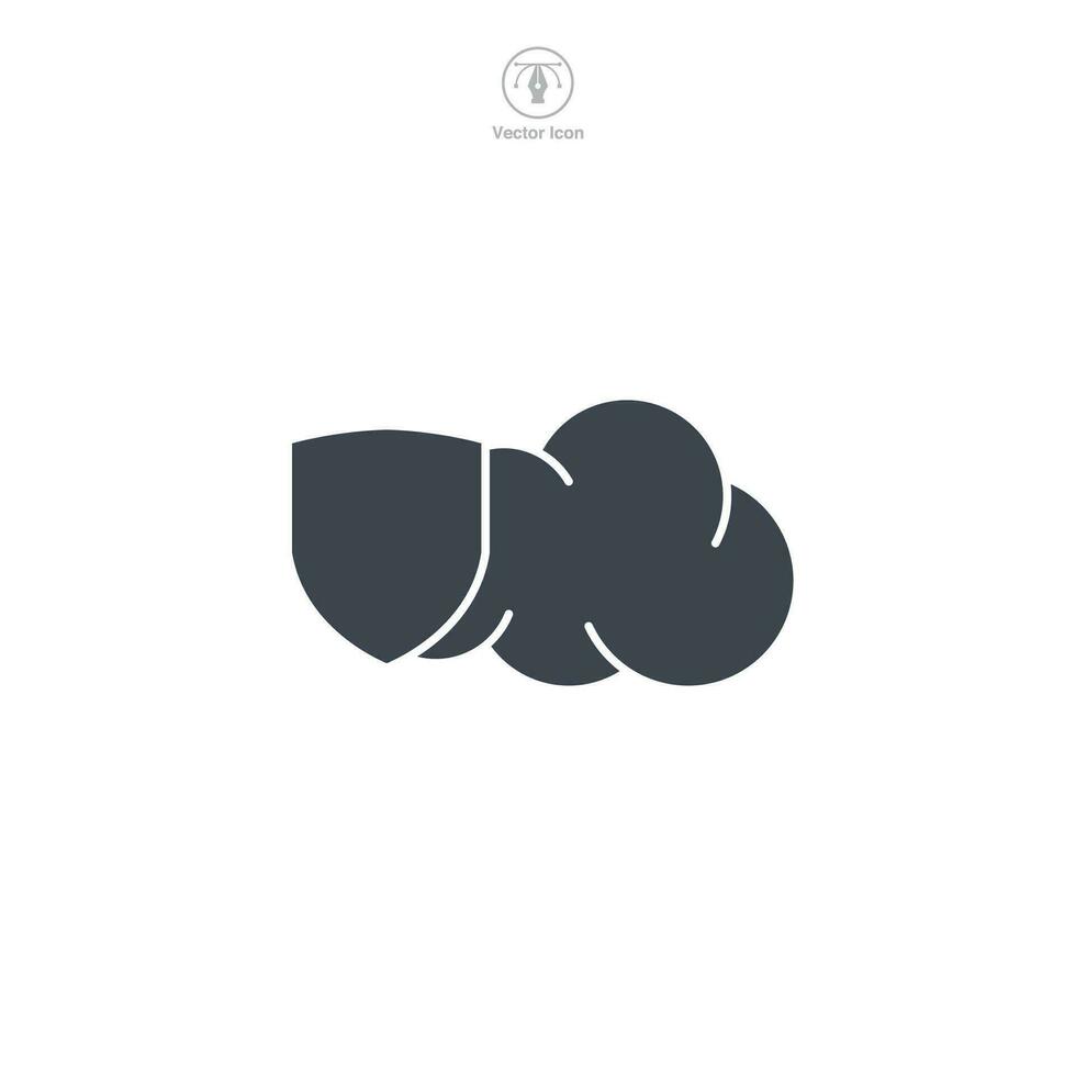 Cloud with Shield icon symbol vector illustration isolated on white background