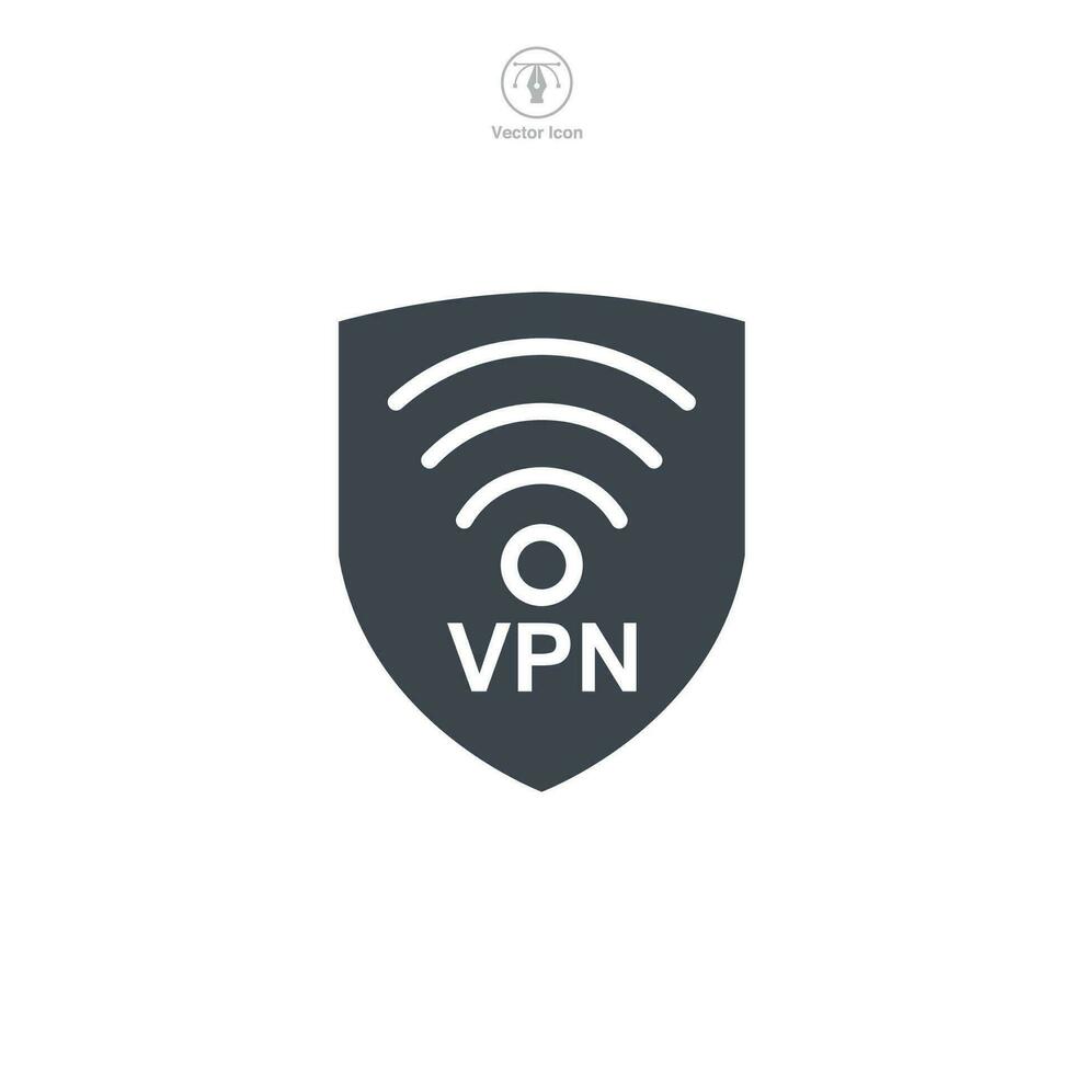 VPN virtual privado red icono símbolo vector ilustración aislado en blanco antecedentes