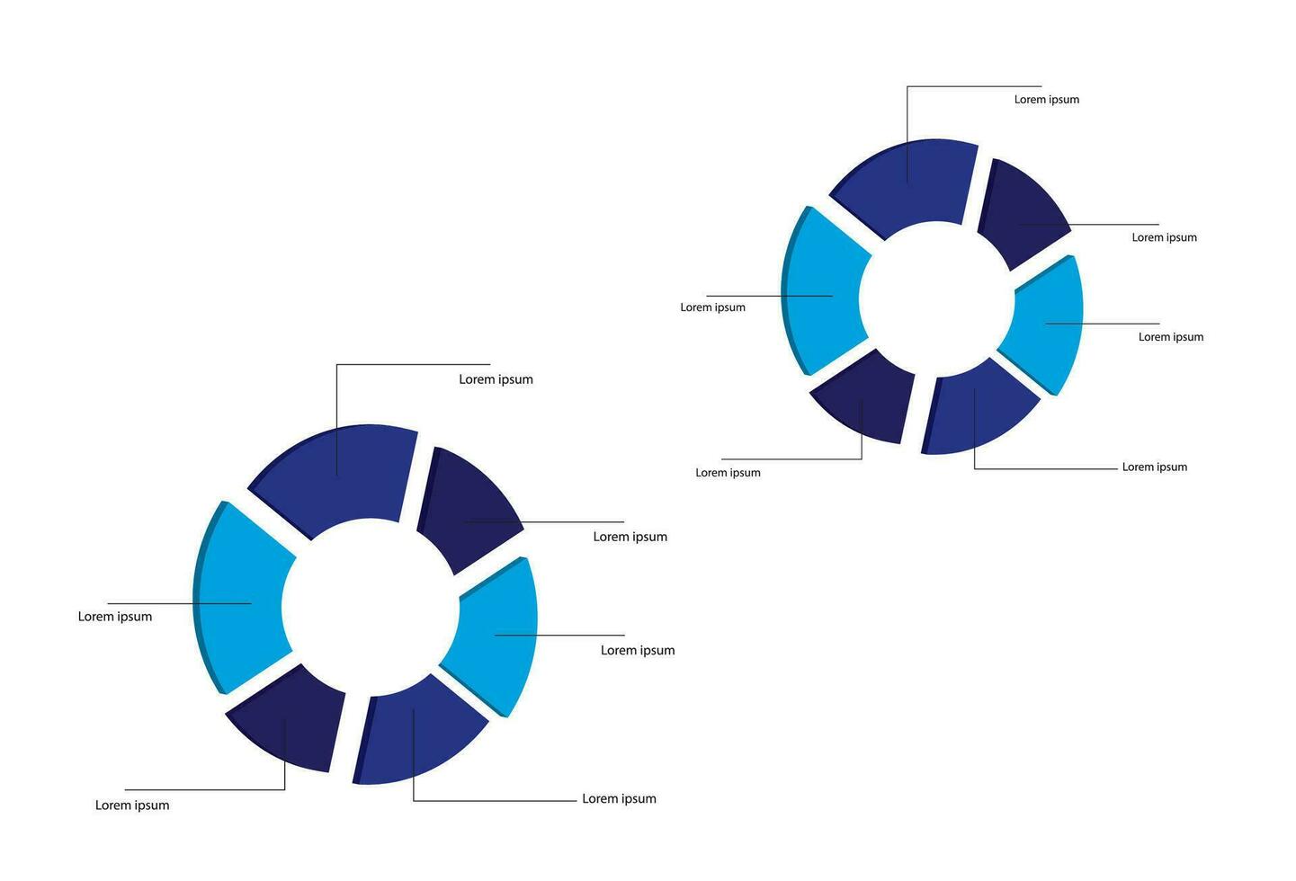 un colección de vector circular gráfico diseños, contemporáneo plantillas diseñado para elaboración infografía, presentaciones, informes, y visualizaciones.