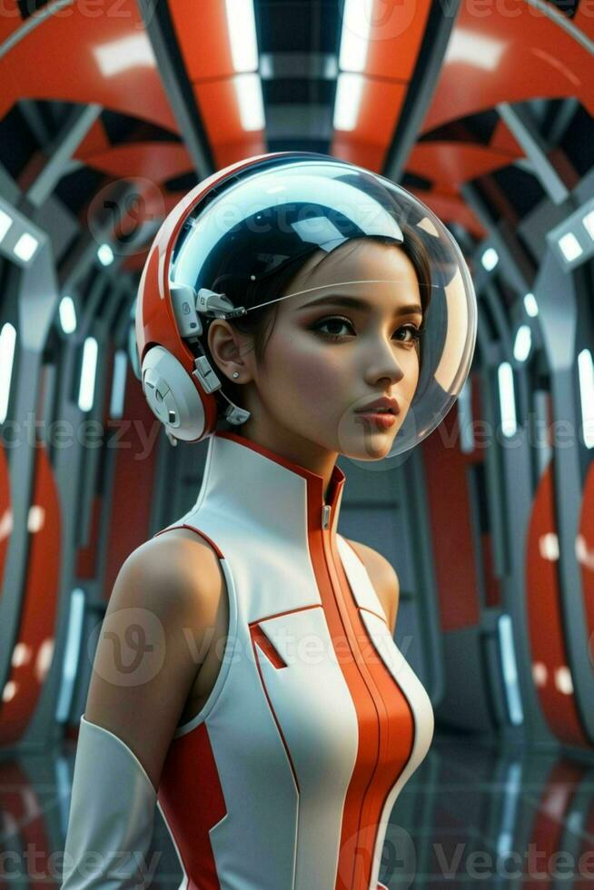 Women in trendy modern futurism style. Pro Photo