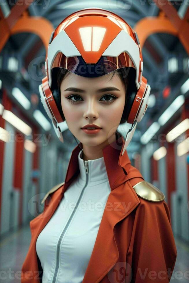 Women in trendy modern futurism style. Pro Photo