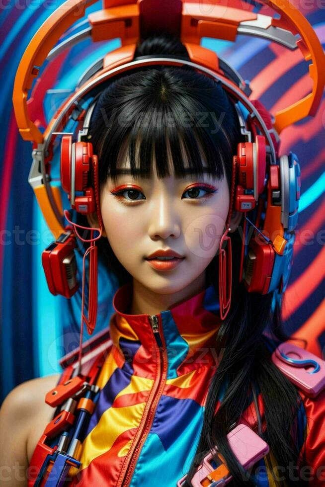 Women in trendy modern futurism style. Pro Photo