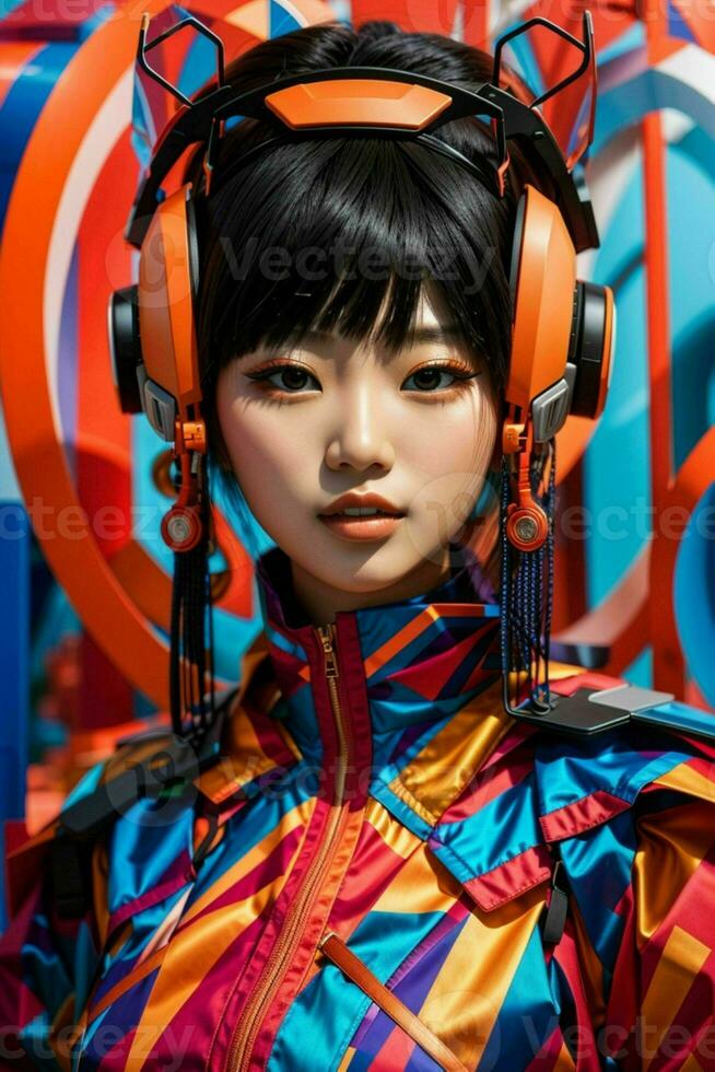 Women in trendy modern futurism style. Pro Photo