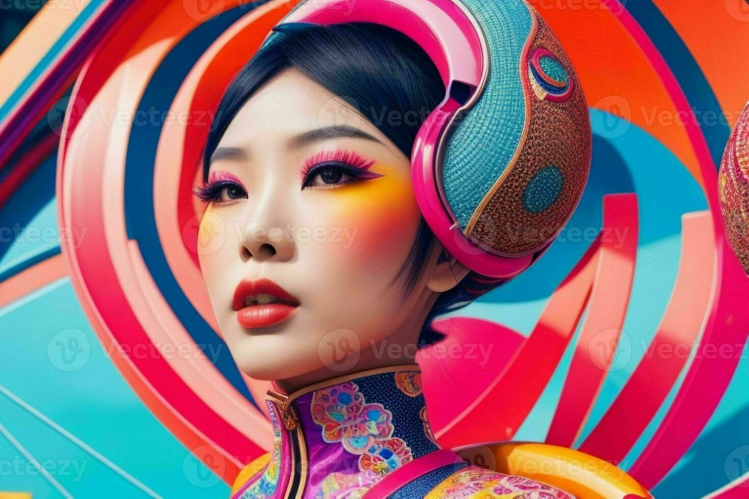 Women in trendy modern futurism style. Pro Photo