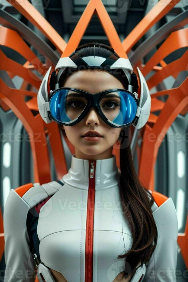 Women in trendy modern futurism style. Pro Photo