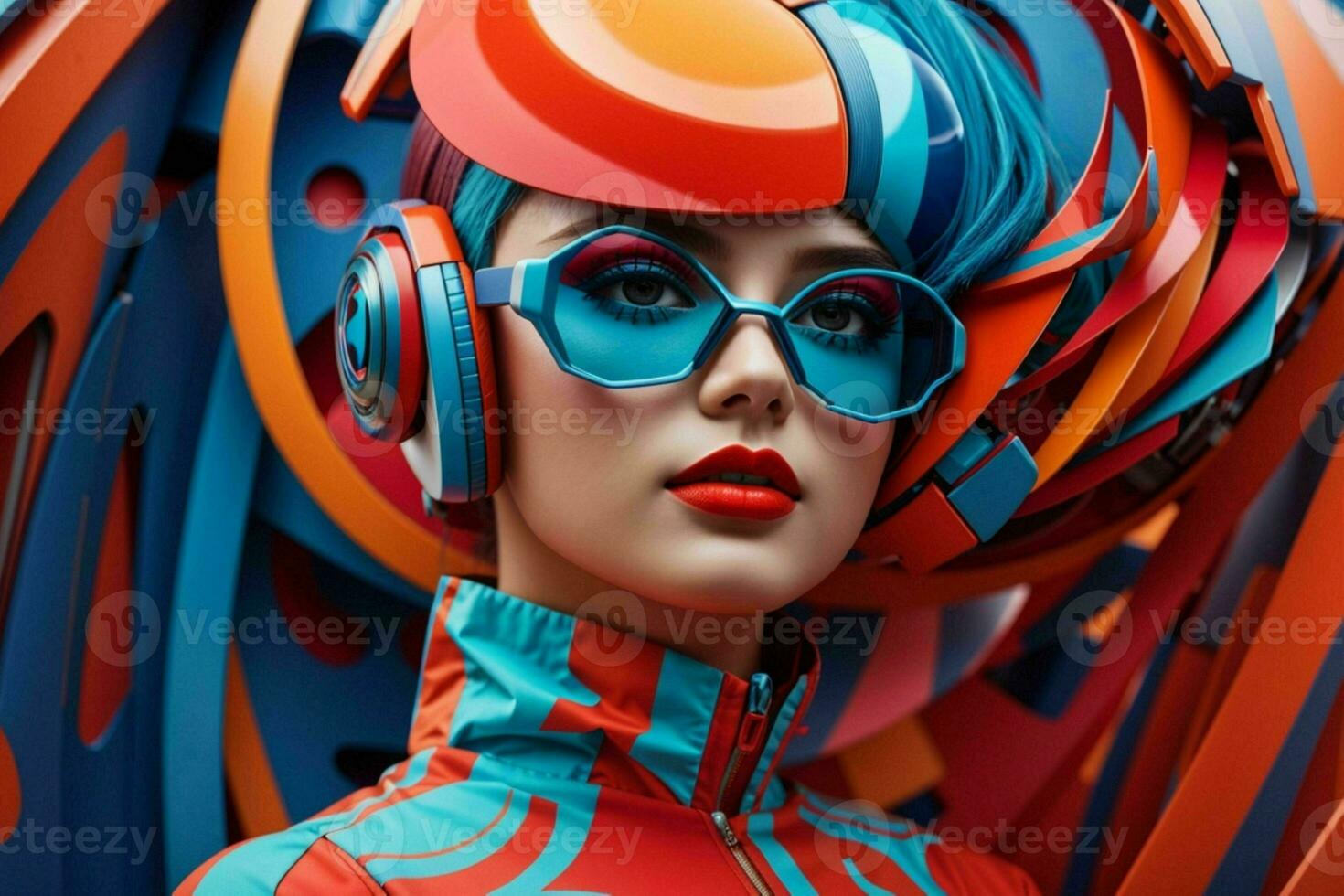 Women in trendy modern futurism style. Pro Photo