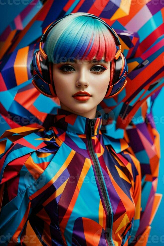 Women in trendy modern futurism style. Pro Photo