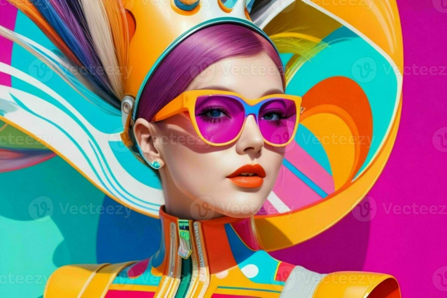 Women in trendy modern futurism style. Pro Photo