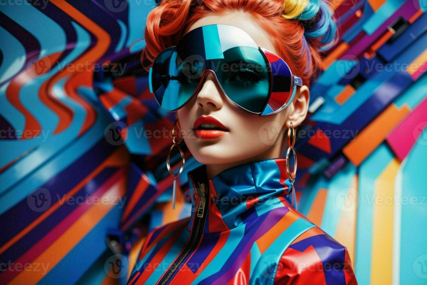 Women in trendy modern futurism style. Pro Photo