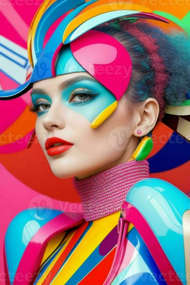 Women in trendy modern futurism style. Pro Photo