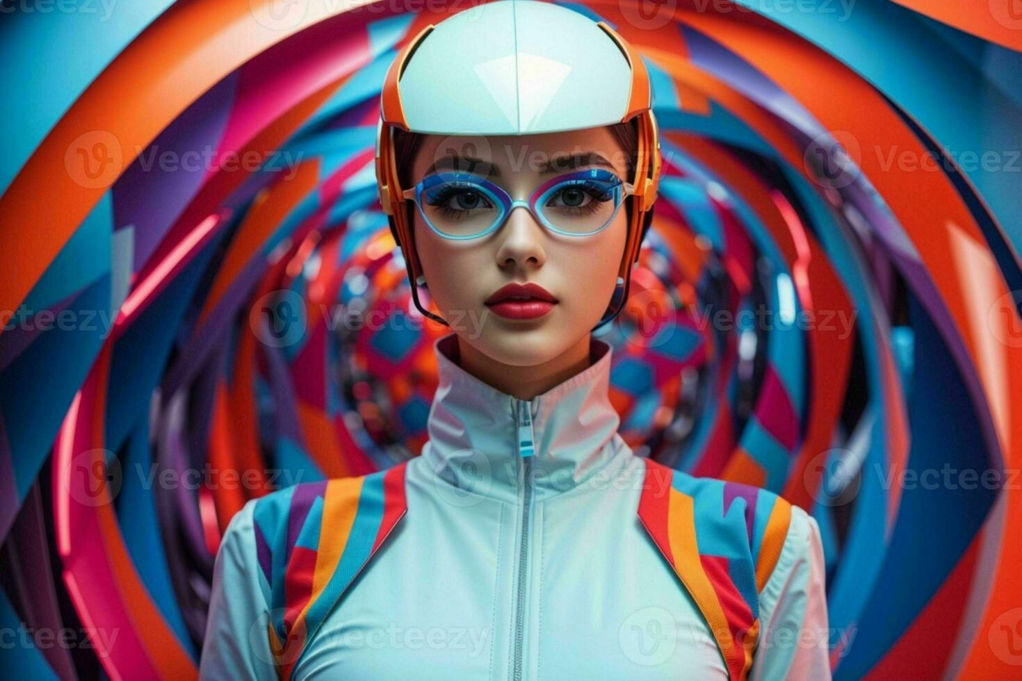 Women in trendy modern futurism style. Pro Photo