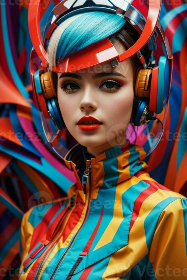 Women in trendy modern futurism style. Pro Photo