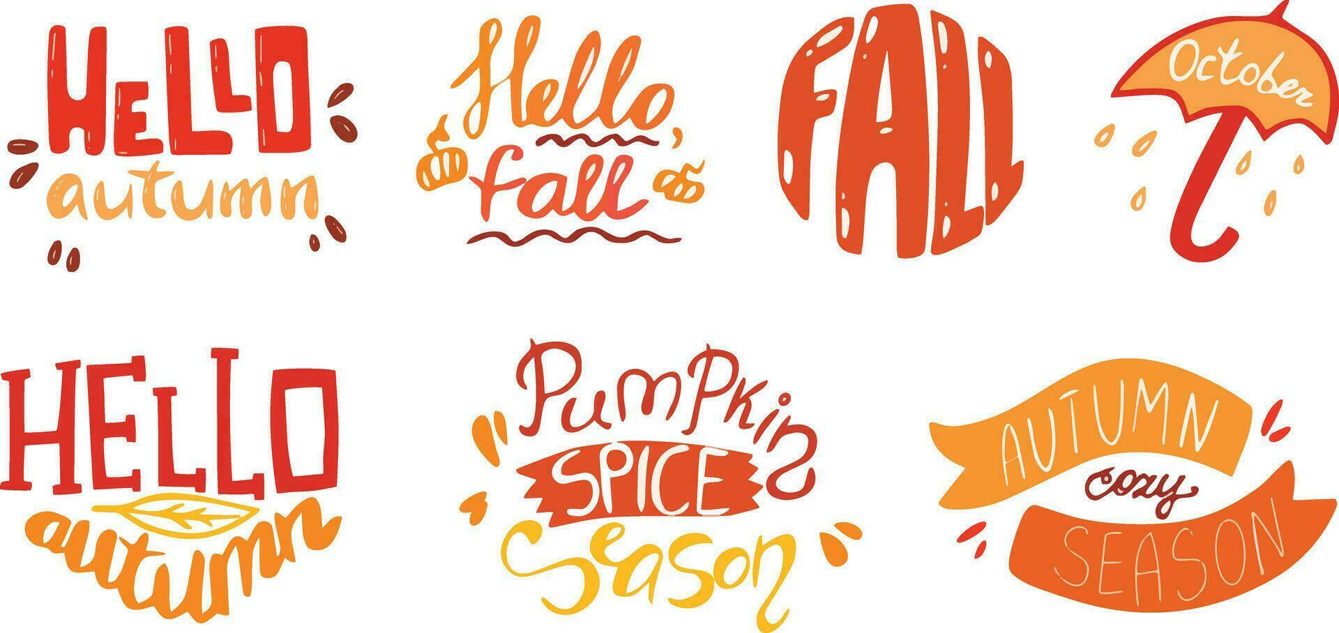 Set of fall lettering isolated on white background vector