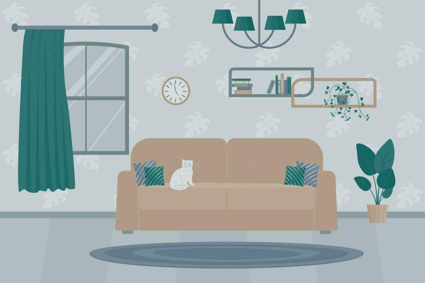Interior design of the living room. vector