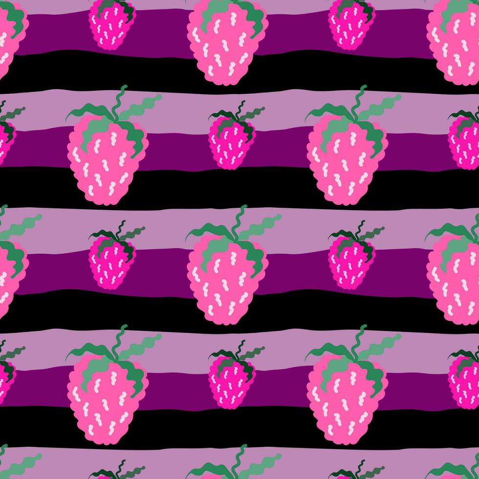 Cute strawberries seamless pattern. Doodle strawberry endless background. Hand drawn fruits wallpaper vector