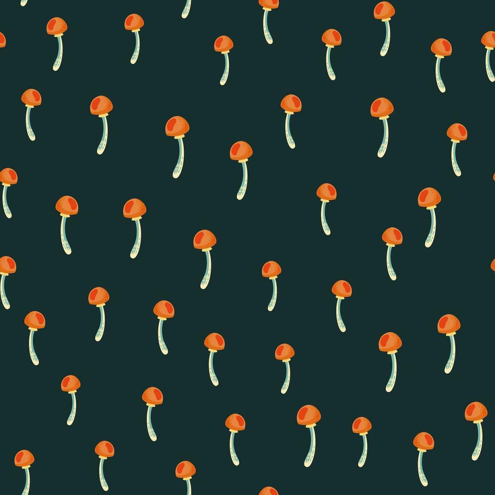 Seamless pattern with toadstool mushrooms. Magical fly agaric wallpaper. vector