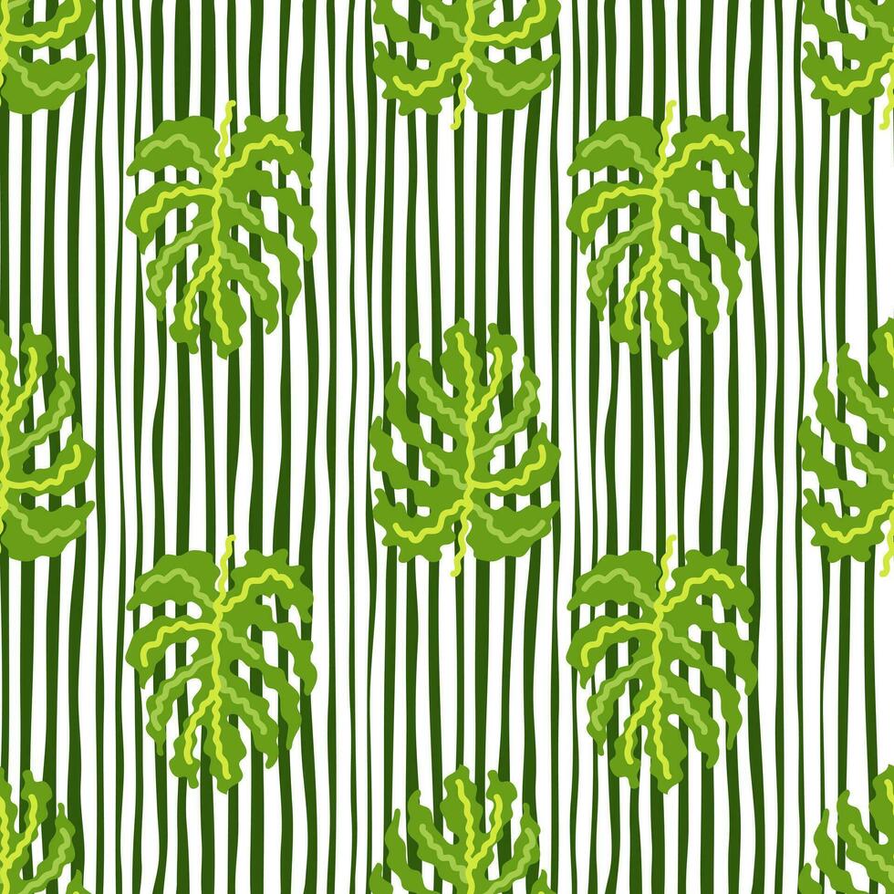 Abstract tropical monstera leaves seamless pattern. Jungle palm leaf decorative backdrop. vector