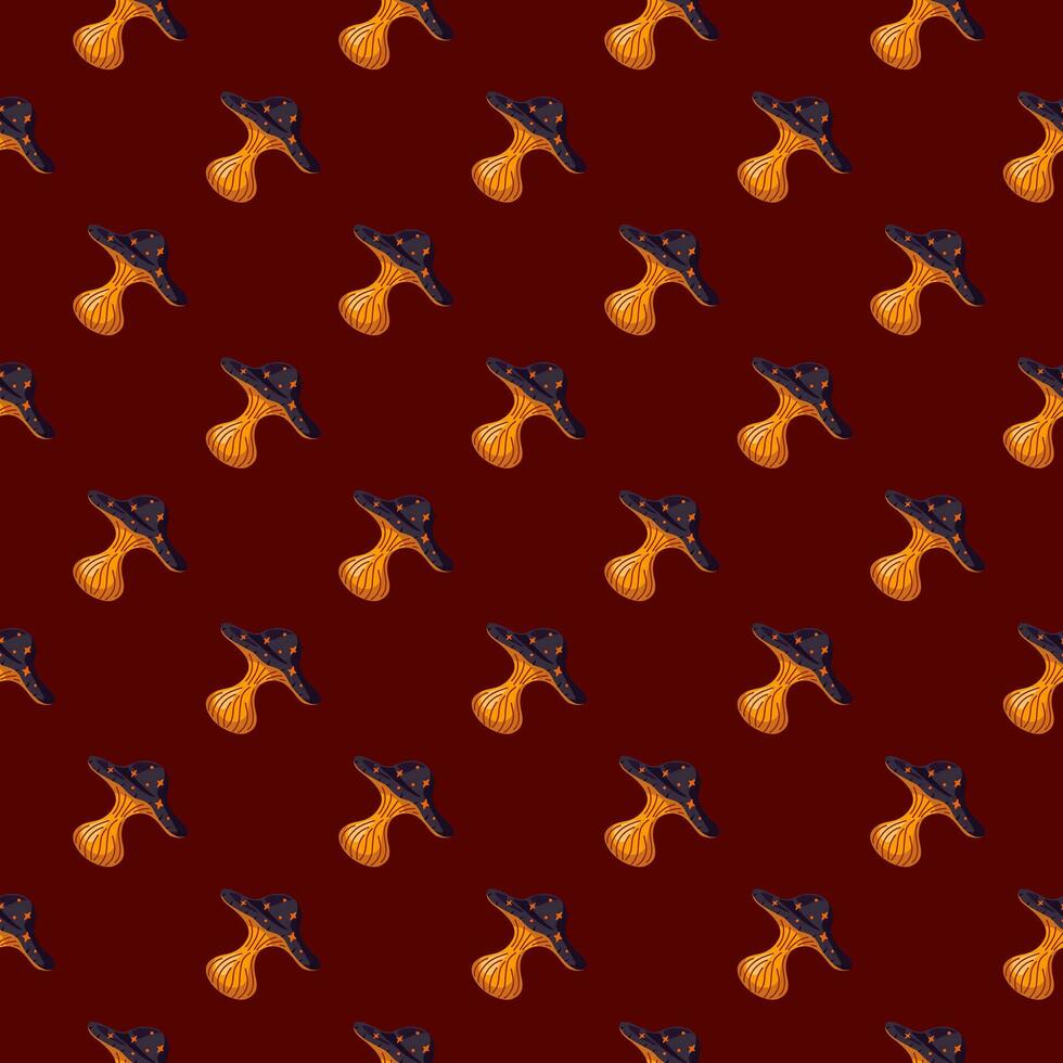 Hand drawn psychedelic mushrooms seamless pattern. Magical fly agaric wallpaper. vector